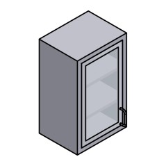 18" Stainless Steel Wall Cabinet: 30" Tall Single Glass Door - Right