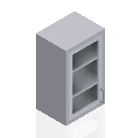 18" Stainless Steel Wall Cabinet: 30" Tall Single Glass Door - Right