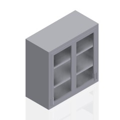 30" Stainless Steel Wall Cabinet: 30" Tall 2 Slide Pulls Doors