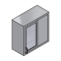 32" Stainless Steel Wall Cabinet: 30" Tall Dead Corner Glass Door Left