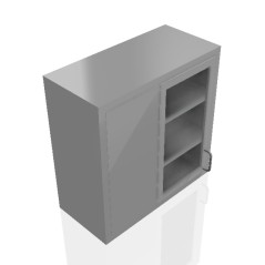 32" Stainless Steel Wall Cabinet: 30" Tall Dead Corner Glass Door Right