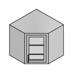 14" Stainless Steel Wall Cabinet: 25" Tall Corner Glass Door Left