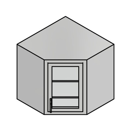 14" Stainless Steel Wall Cabinet: 25" Tall Corner Glass Door Left