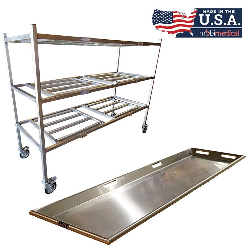 3 Tier Stainless Steel Side Load Roller Rack with 23" Trays